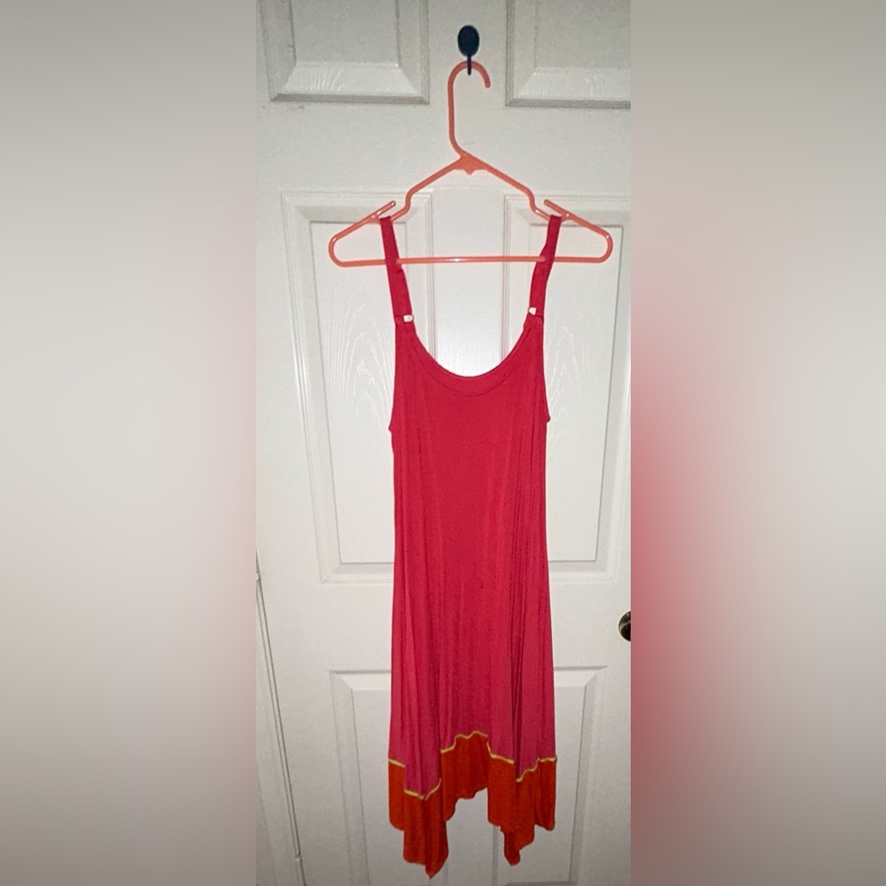 Pink Supersoft Colorblock Shark Bite Trapeze Jersey Sundress